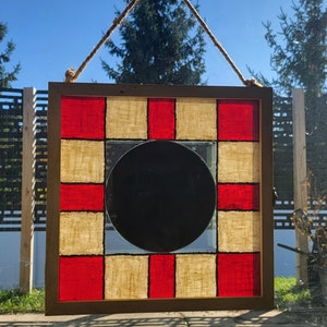 Art Deco style window painting with mirror