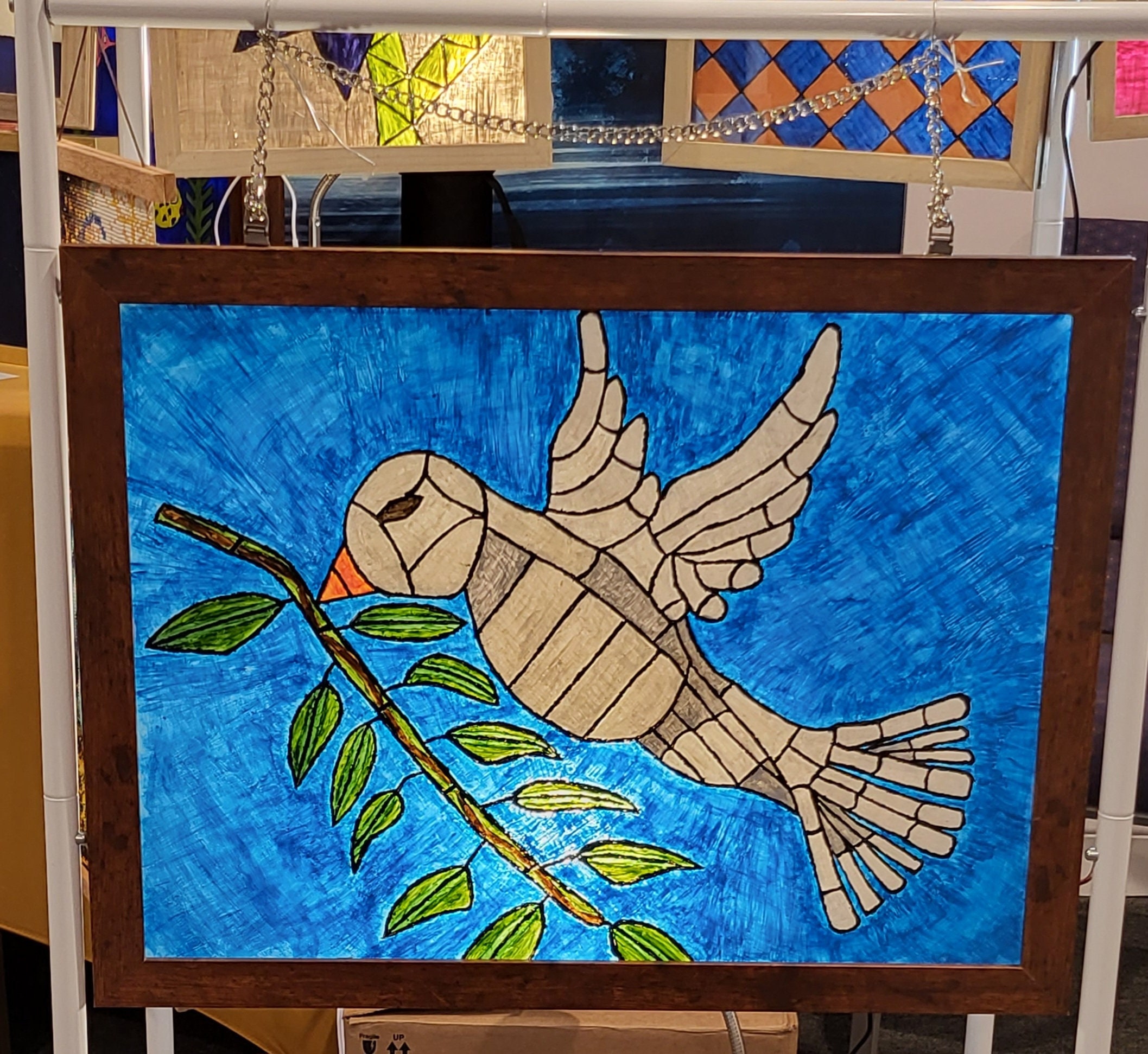 Dove Fake Stained Glass Painting Etsy