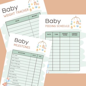 Baby Weight Tracker | Feeding and Milestone Trackers| Baby First Year| Baby Feeding Schedule | Digital Download PDF&#39;s