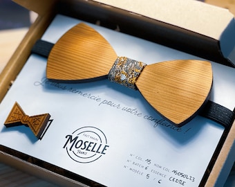 Bow tie box in solid red cedar wood Original bow tie Designed and handcrafted Made in Moselle, France