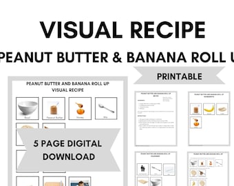 Peanut Butter Banana Roll Up Visual Recipe: Toddler Cookbook (Printable)