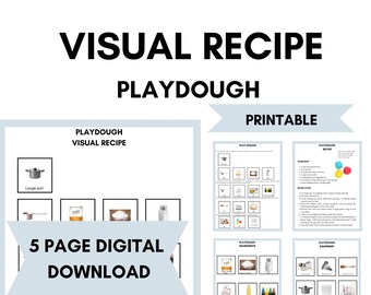 PLAYDOUGH Printable Visual Recipe for Toddlers and Young Children, Cookbook, Educational Learning Resource, Preschool