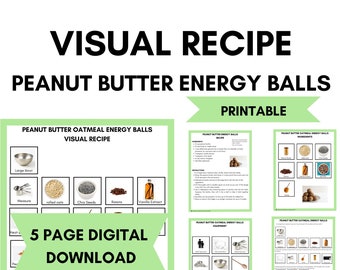 Energy Balls Visual Recipe: Toddler Cookbook, Preschool Learning (Digital Download)