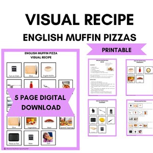 ENGLISH MUFFIN PIZZA Printable Visual Recipe for Toddlers and Young Children, Cookbook, Educational Learning Resource, Preschool