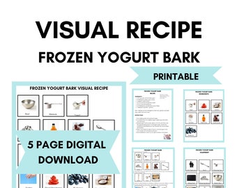 Frozen Yogurt Bark Visual Recipe: Toddler Cookbook (Printable)
