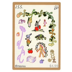 Hand Drawn / Glossy Stickers / Sticker Sheet / Flowers / Apples / Stars / Characters / Abstract