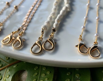 Pearl Mask Chain, Gold mask chain, Pearl mask leash, Mermaid jewelry, made in Hawaii, Protect our Oceans, Leash your mask, Aloha Mask chains