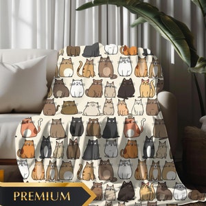 Jeté à motifs de chats mignons, jeté flou douillet, cadeau sur le thème des chats, cadeau pour lecteur, maman ou papa chat, cadeau pour propriétaire d'animal de compagnie, jeté de canapé