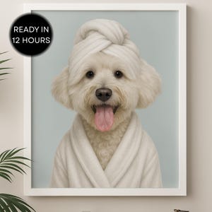 Custom Pet Portrait: Funny Dog Bathroom Art, Pet Lover Gift