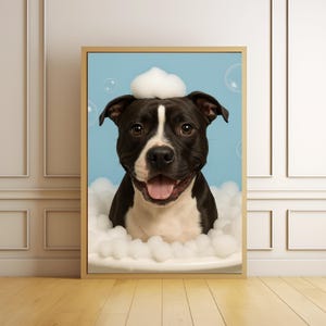Custom Dog Portrait Using Pet Photo Custom Pet Portrait, Dog Bathroom Art, Funny Bathroom Poster, Pet Owner Gift, Dog Lover Gift, Funny Dog