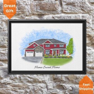 Custom Home Portrait, Personalized House Painting, Housewarming Gift, Home Sweet Home Sign, Watercolor Home Our First Home Gift Realtor Gift