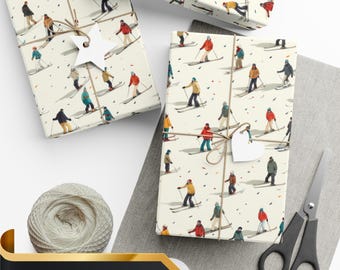 Mountain Skiing Wrapping Paper Holiday Gift Wrap Winter Skiers Gift Wrap Elegant Christmas Gift Wrap Christmas Wrapping Paper Gift Wrap