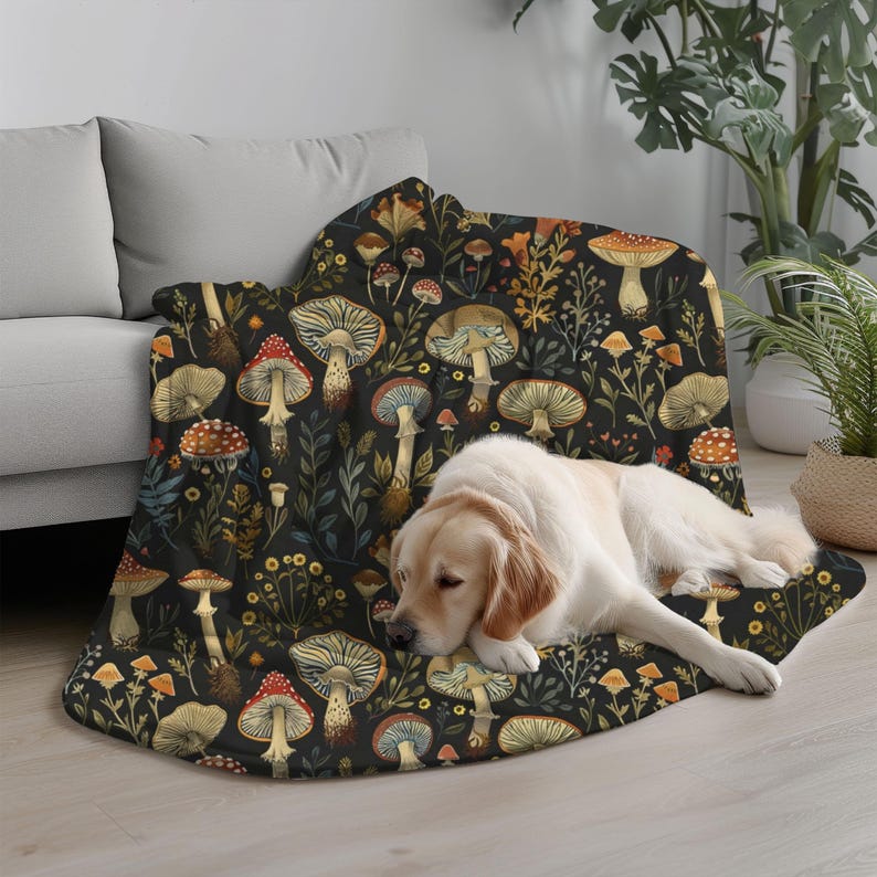 Coperta a forma di fungo stravagante, decorazione Cottagecore, coperta a forma di fungo, regalo, decorazione Whimsygoth, coperta Cottagecore Forescore, regalo Boho per lei immagine 7