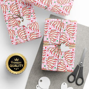 Whimsy Pink Cakes Holiday Wrapping Paper, Festive Christmas Present Wrap, Christmas Cakes Wrapping Paper Cute Pink Christmas Wrapping Gift