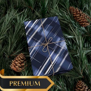 Abstract Navy Blue Christmas Plaid Wrapping Paper Holiday Gift Wrap Tartan Gift Wrap Blue Christmas Gift Wrap Christmas Wrapping Paper Plaid