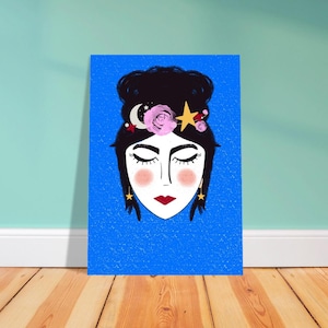 Cosmic Girl Poster – Celestial Wall Art Print, Premium Matte Paper, Boho Galaxy Room Decor