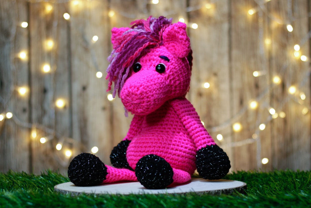 Handmade Crochet Horse Toy in Peach Skirt main image 0
