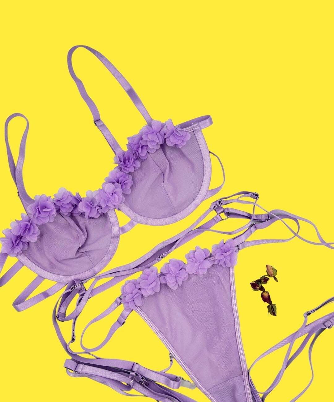 Flower Embroidered See Through Lingerie Set main image 0