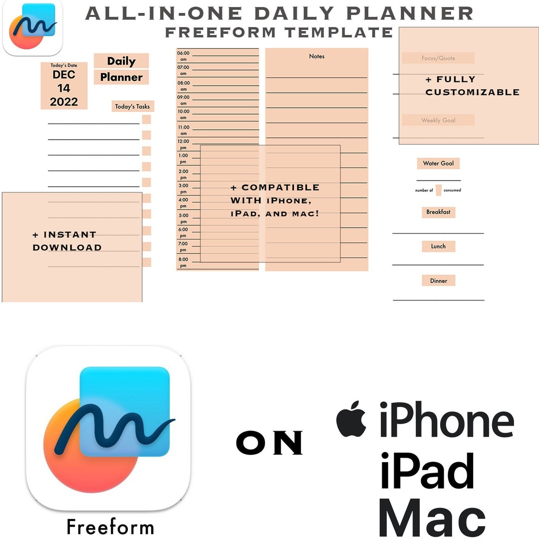 Freeform Template Daily Planner for Ipad, Iphone, and Mac Etsy Freeform Template Daily Planner for Ipad, Iphone, and Mac Etsy