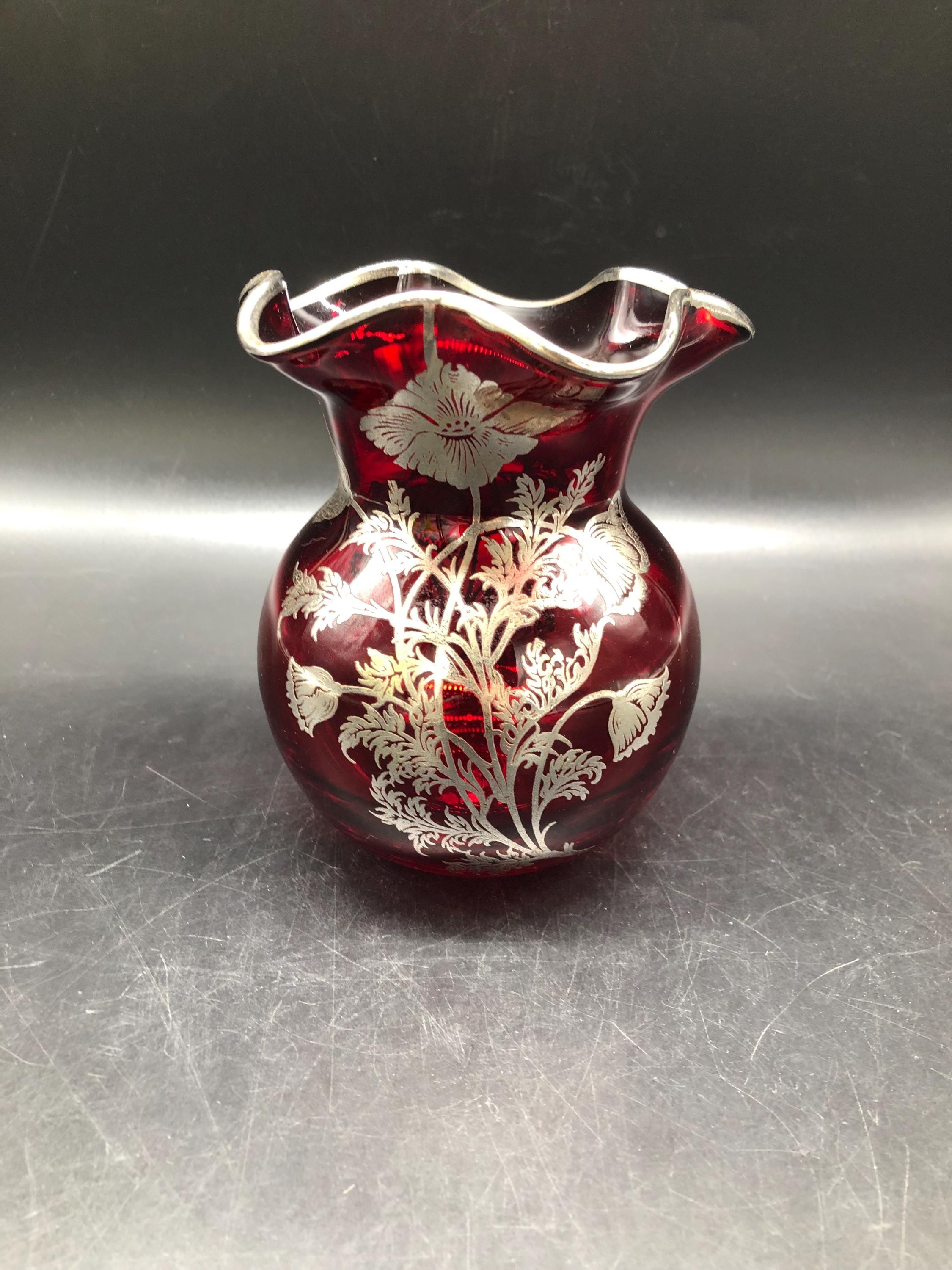 Red Crystal Vase - Etsy
