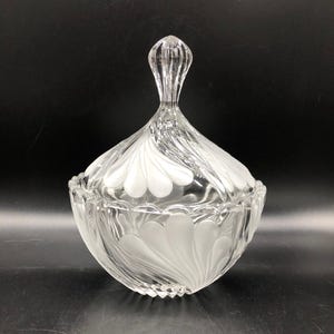 Vintage Fostoria Crystal, Frosted, & Clear Oval Candy Dish With Lid, Excellent Condition, Stunning