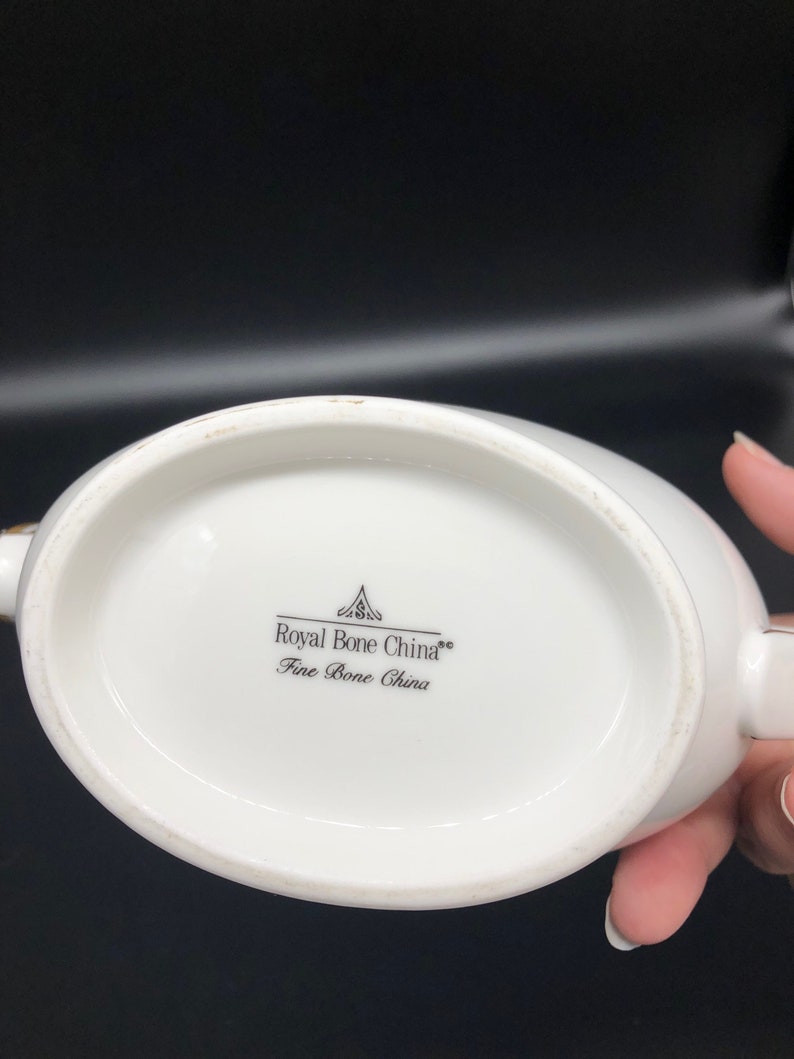 Vintage Royal Bone China, Fine Bone China, Gravy Bowl, White & Gold