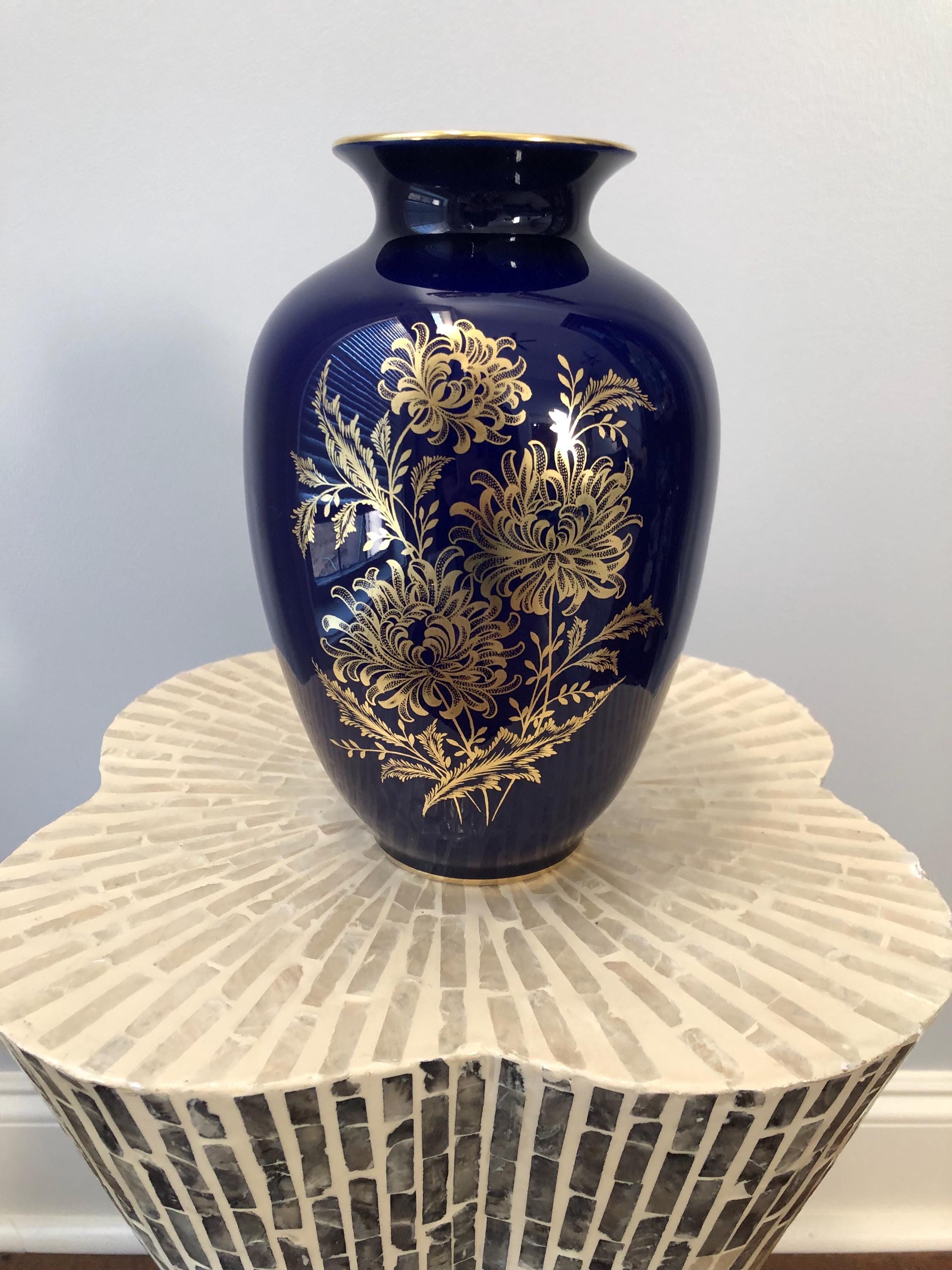 Blue Vase Gold Trim - Etsy display picture 1