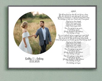 First Dance Lyrics Wall Art, Wedding Anniversary Gift, Christmas gift, Wedding song with portrait, Gift for her, Gift for him