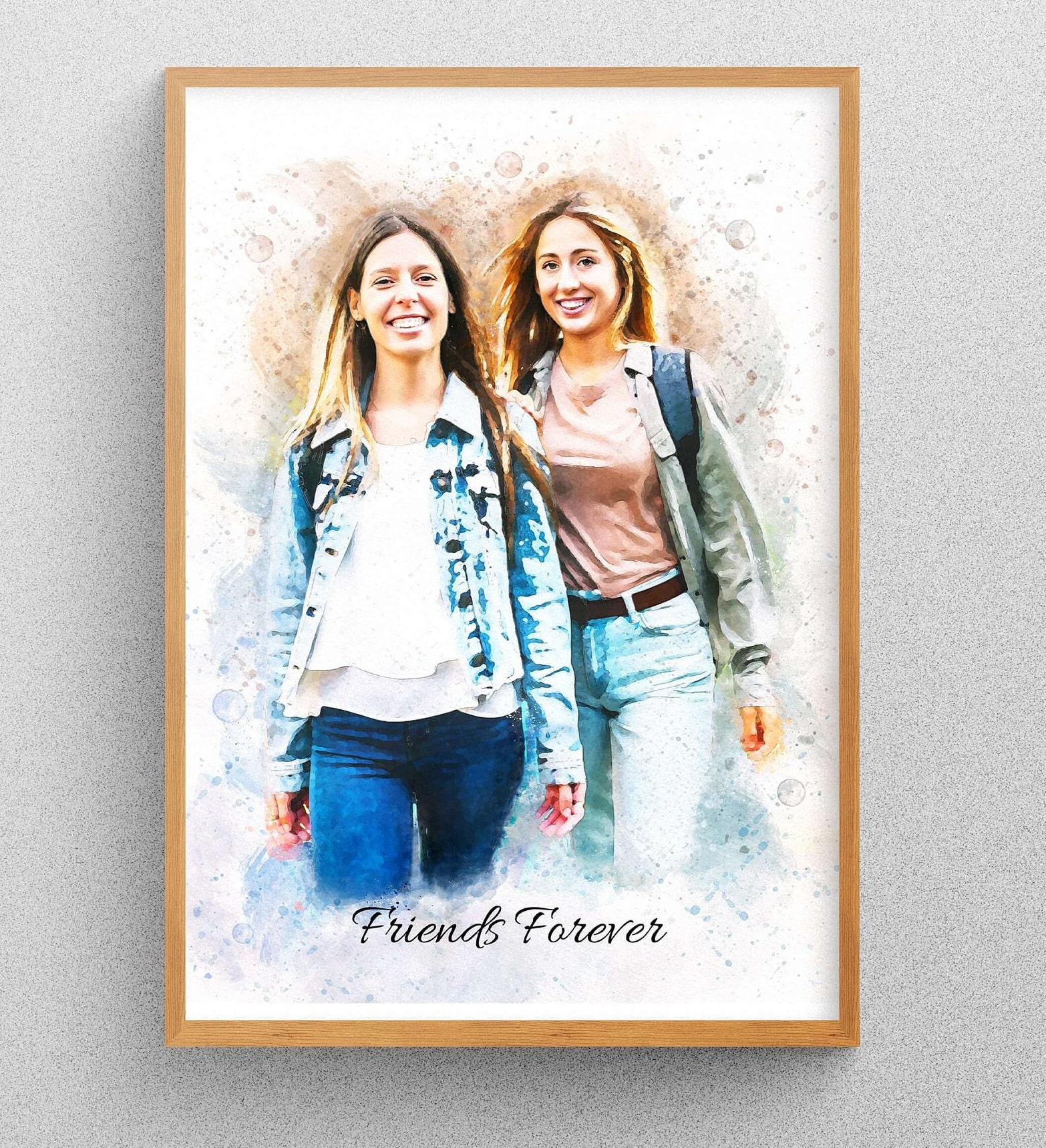 Personalized Best Friend Watercolor Painting, Gift for Best Friend