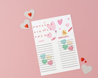 Valentine's Day Potluck Sign Up Sheet (Digital Download)