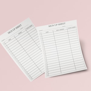 Editable Event Sign Up Sheet: Printable Digital Organizer (PDF, PNG)