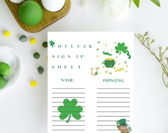 Potluck Sign up Sheet St. Patrick's Potluck Sign up - Etsy
