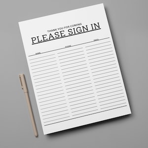 Sign-In Sheet Template | Meeting Sign-In Sheet PDF | Name & Email Sign-In Sheet | Open House Sign-In Sheet