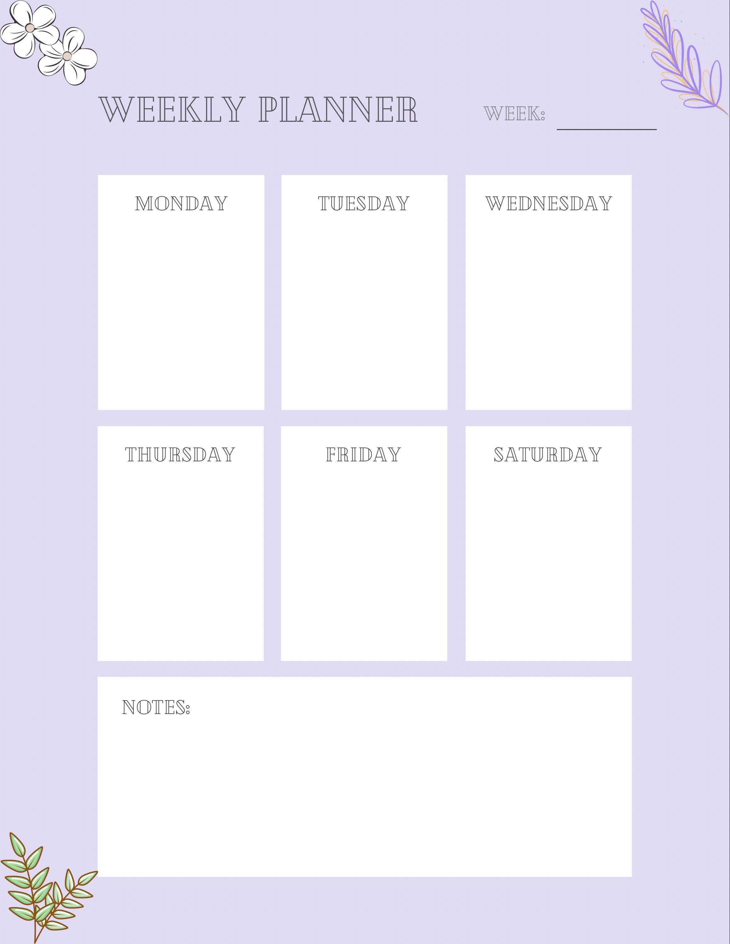 Weekly Schedule, Weekly Planner PDF, Event Planner, Days of the Week ...