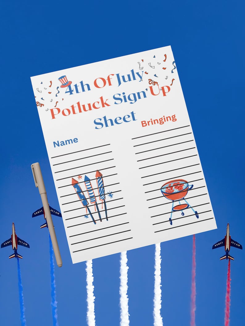 4th of july potluck sign up sheet template