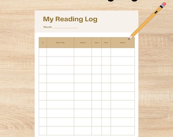 Kids Reading Log Tracker Printable, Reading Log For Kids, Instant Download