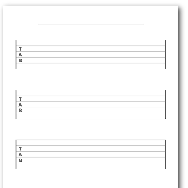 Extra-Large Blank 6-String Guitar Tablature, 4 Rows -  Easy to Read! - Blank Guitar Tab, Blank Tab Sheets, Printable Sheet Music