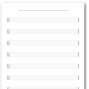 Blank 4-String Bass Guitar Tablature Printable - 8 Rows with Title, Blank Sheet Music, Blank Bass Guitar Tab, Blank Tab Sheets, Bass Tabs