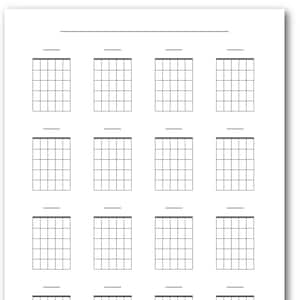 Leere Gitarren-Akkordtabelle zum Selbstdrucken - 16 pro Seite, PDF, leere Gitarren-Akkordtabelle, leere Gitarren-Akkordtabelle, Akkorddiagramme