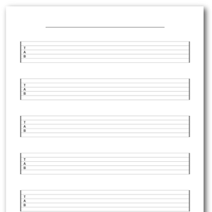 Leere 6-saitige Gitarren-Tabulatur 6 große Reihen für einfaches Lesen, leere Notenblatt, leere Gitarren-Tabulatur, leere Tabulaturblätter, druckbare Noten