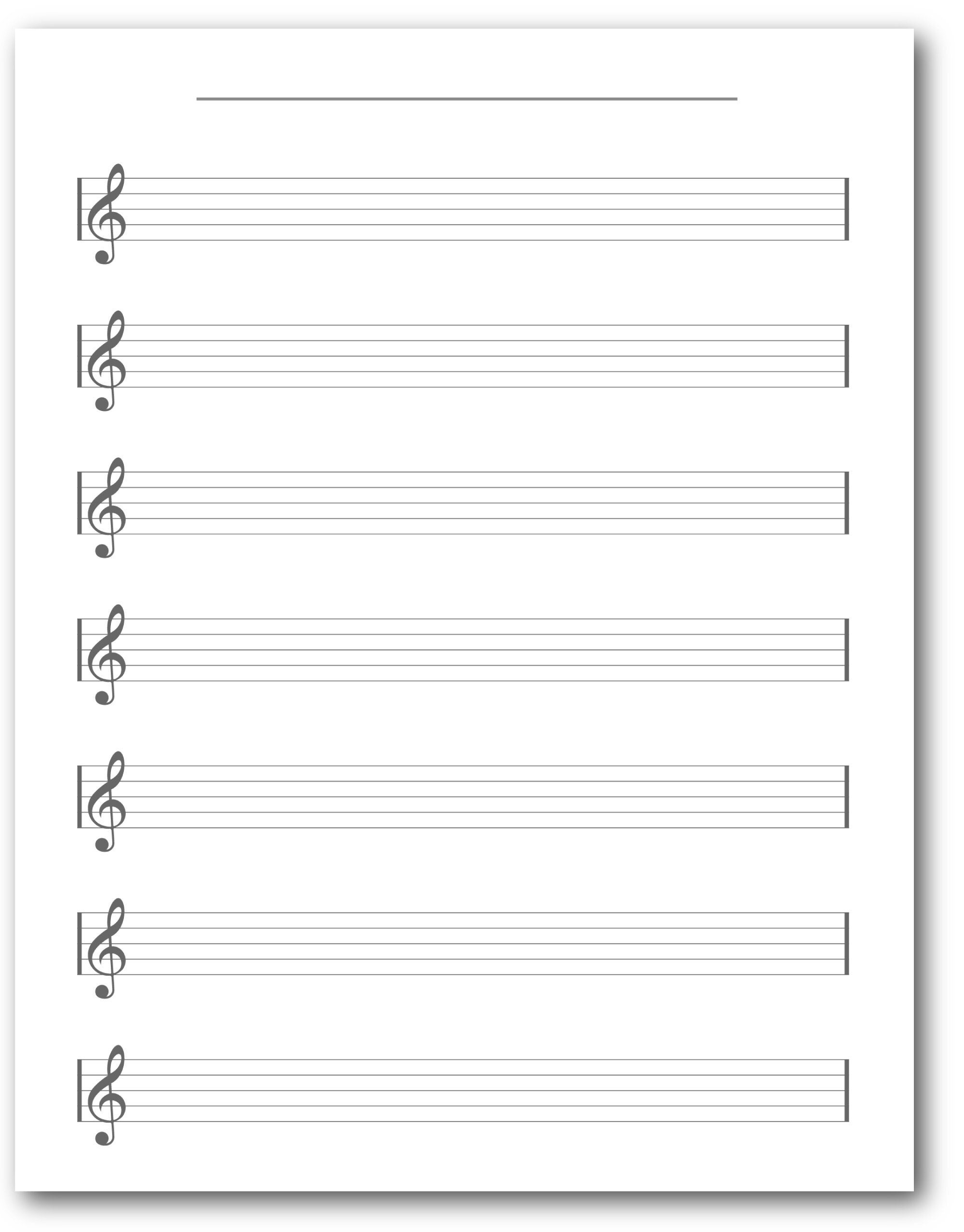 Printable Blank Staff Paper - Treble Clef - Blank Sheet Music ...