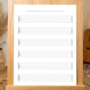 Blank Guitar Tablature Sheets | 6 Large Rows for Easy Reading | Guitar Teacher Resource | Printable PDF (A4 & US Letter)