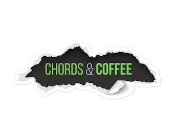 Chords and Coffee Guitar Sticker, Guitar Sticker, Vinyl Sticker, Gift for Guitarist, Funny Guitar