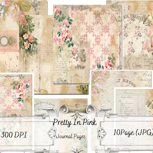 Collezione digitale Pretty In Pink - Squallido e sbiadito - Pagine di diario - Pagine di sfondo - Carta stampabile - Download - Unicamente Ella