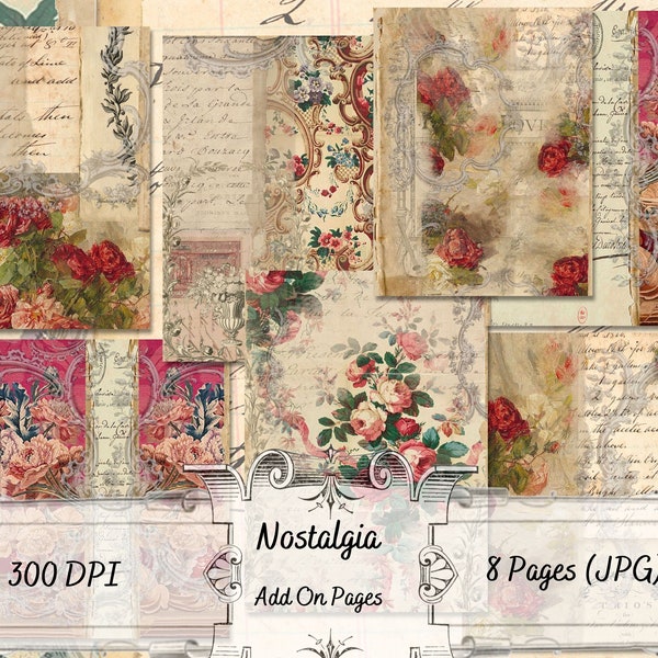 Nostalgia - Add On Journal Pages - Printable Paper - Digital Download - Junk Journaling - Paper Crafting - Uniquely Ella