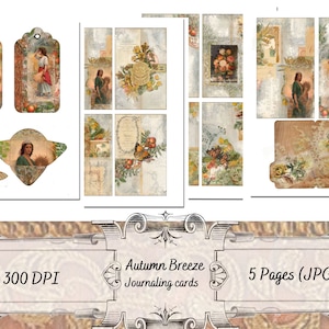 Autumn Breeze - Outono - Cartões de registro no diário - Páginas para impressão - Junk Journaling - Papéis digitais - Colagem - Imagens vintage - Exclusivamente Ella