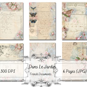 Dans Le Jardin - French Documents - Antique Ephemera - Printable Paper - Journal Page - Collage And Junk Journaling - Uniquely Ella