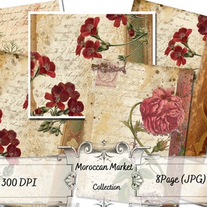 Collezione del mercato marocchino - Pagine di diario collage - Pagine di sfondo - Carta stampabile - Per Junk Journaling - Unicamente Ella