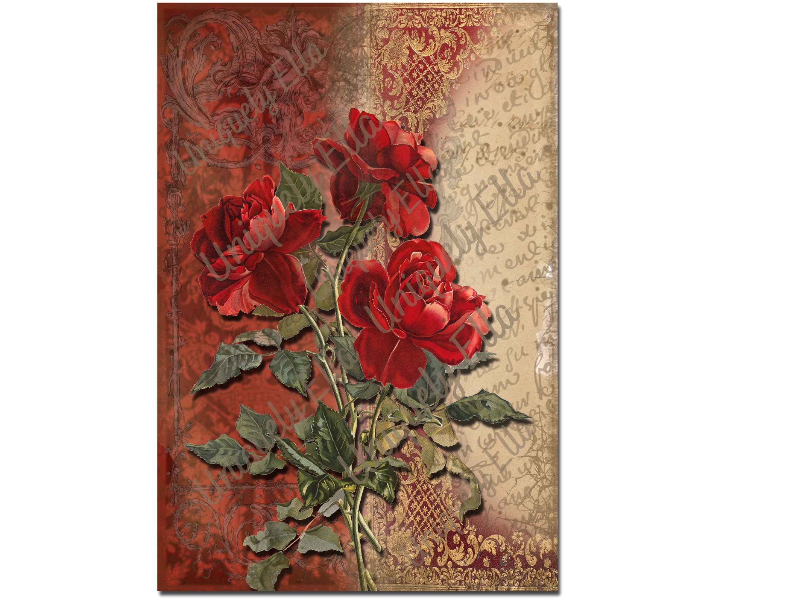 In Her Red Dress - Tall Journal Pages - Red Rose Garden Collection ...