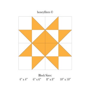 Ribbon Star Pattern, Instant Download, FOUR Quilt Block Sizes: 4", 6", 8", 10" - Easy Beginner Pattern - READ DESCRIPTION v2